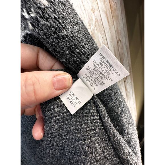 J. Jill Newbury Longline Cardigan Woemens S Gray Red Fair Isle Wool Blend Topper - Picture 7 of 7